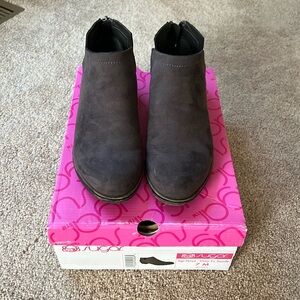 Gray Faux Suede Booties